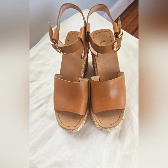 Louise et Cie Paley Leather Braided Straw Wedge Sandals 7.5 - Picture 9 of 12